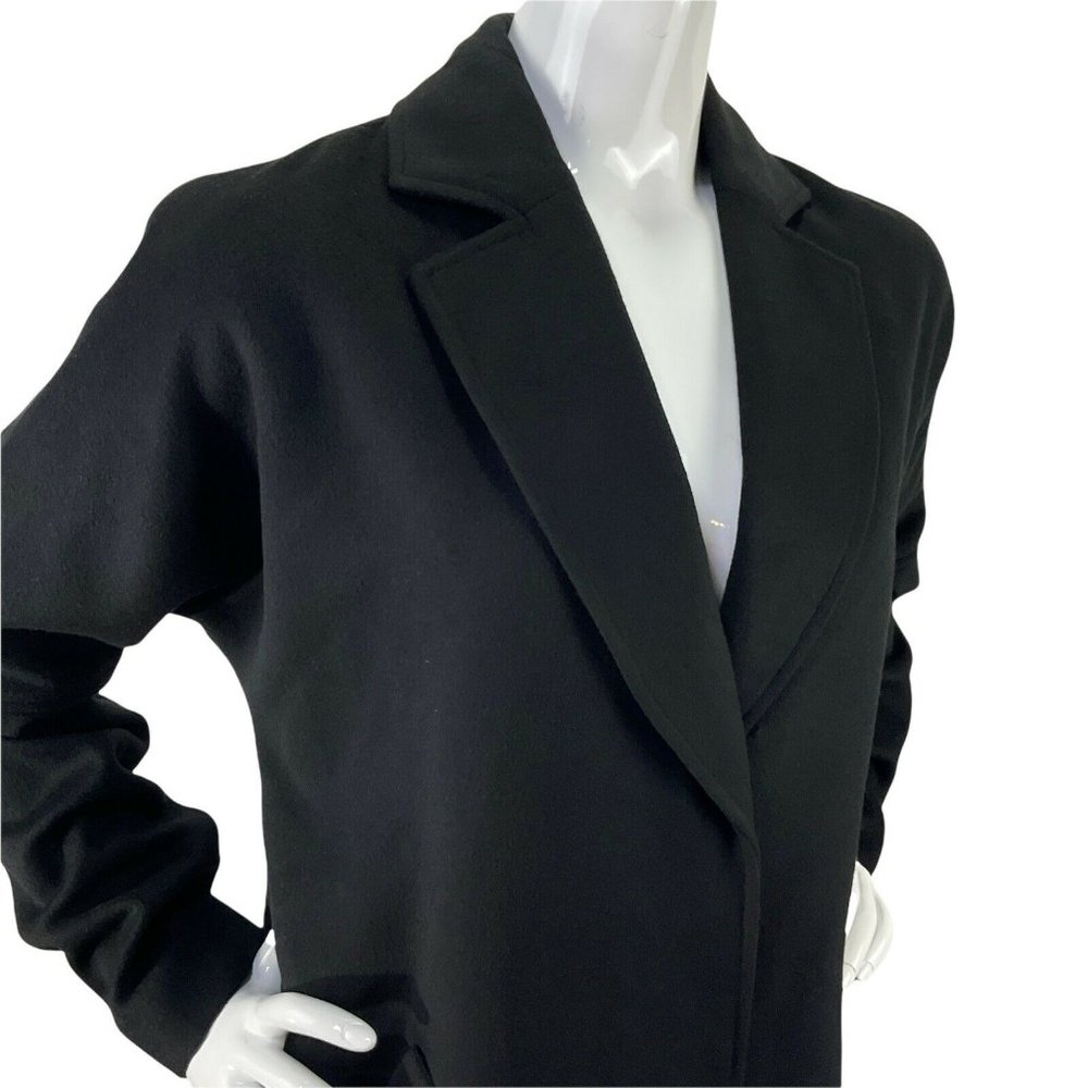 Tularosa Coat Womens Sz S Black Pea Coat hidden Buttons Missing Belt $298 Nwt - Picture 3 of 9